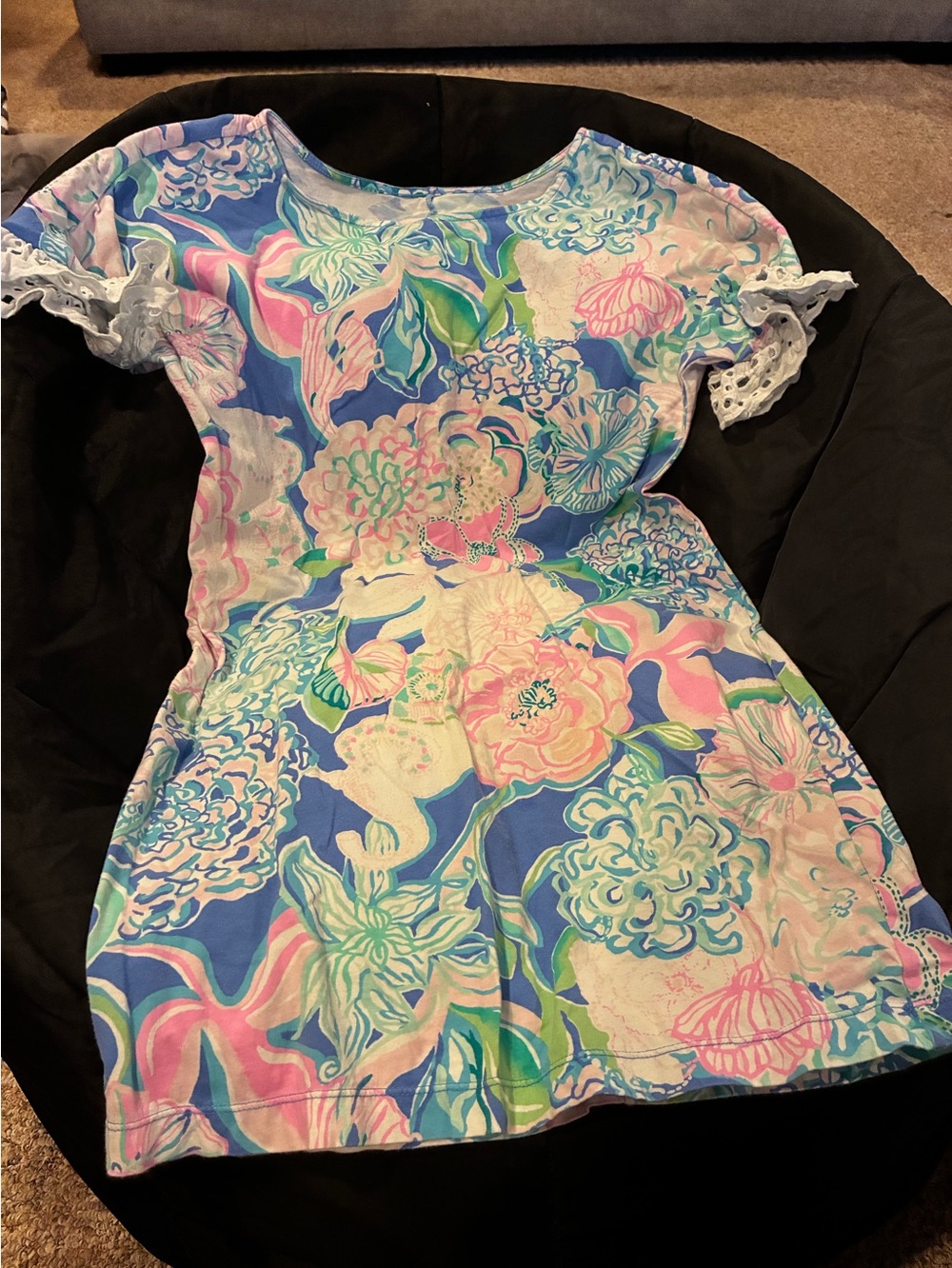 Lily Pulitzer Floral Cotton Tee Dress in Pastel Blue & Pink